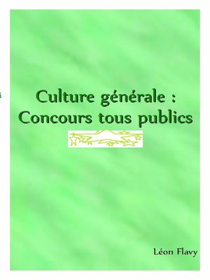 cover image of CULTURE GENERALE